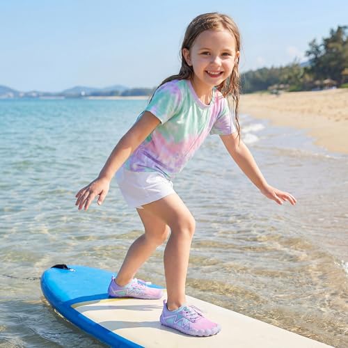 Kids Water Shoes - Quick Dry Barefoot with Drawstring - 2 Big Kid / Mermaid Ombre