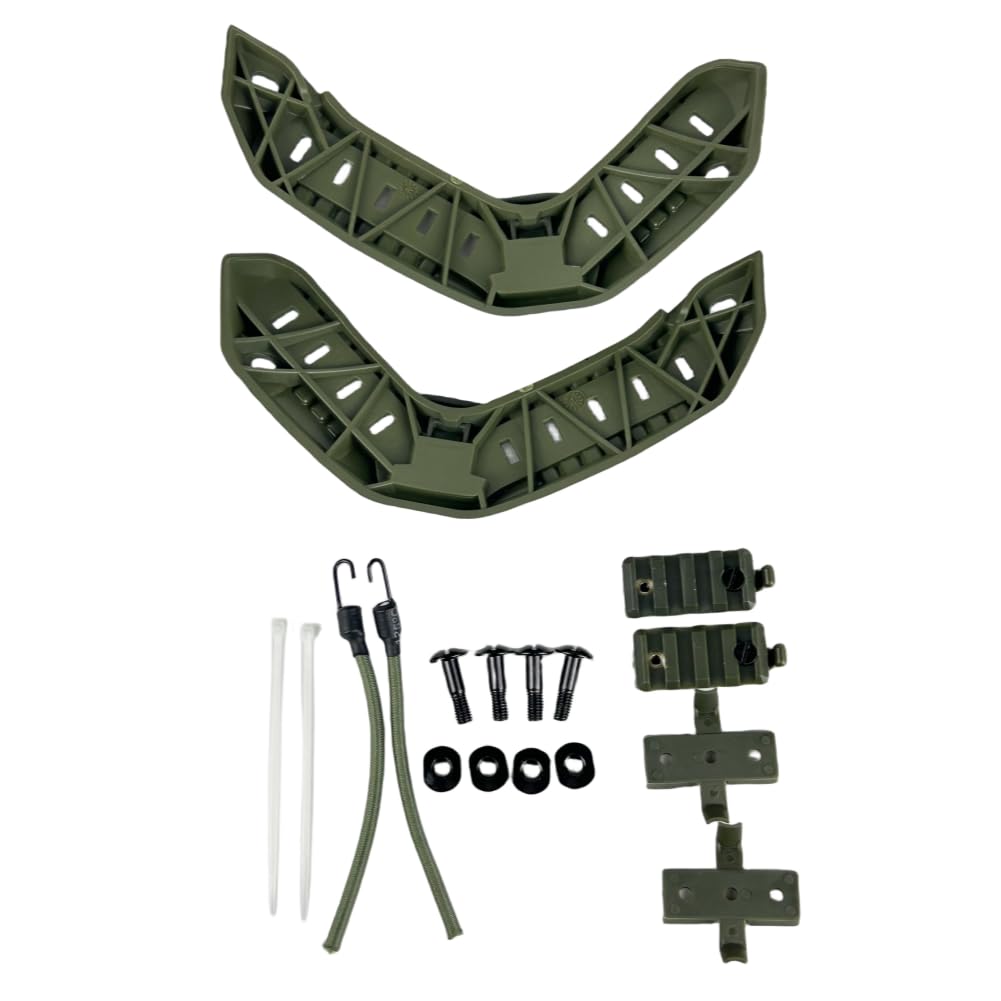 ATAIRSOFT Rail Mount Helmet Adapter Maritime Helmet Side Rail with Lanyard Mounting Screws Tactical Hunting Helmet Accessories OD
