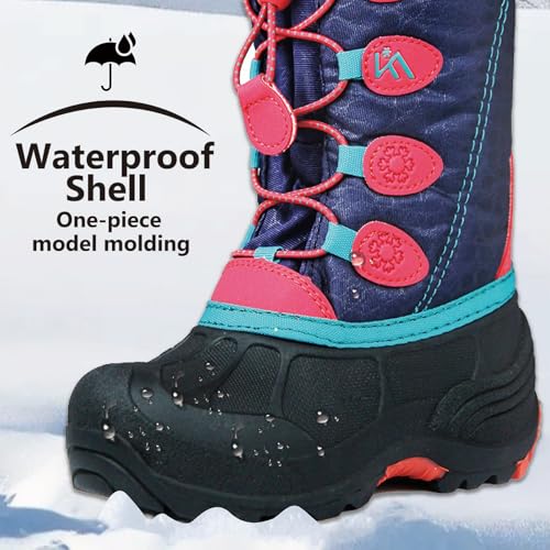 ICEFACE Red Snow Boots for Kids - Waterproof, Slip-Resistant, Insulated Fleece Lining