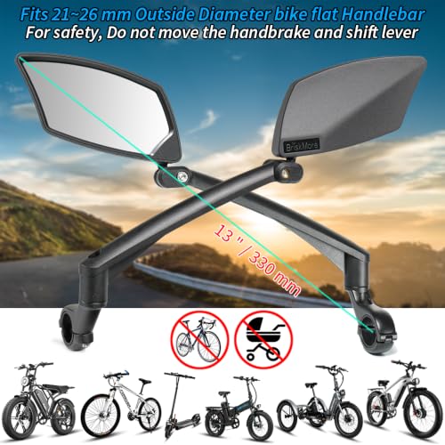Handlebar Bike Mirror - HD Shatterproof Glass, 360° Adjustable, Silver Lens for Left