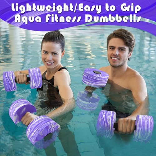 Aquatic Exercise Dumbbells Set - 2PCS EVA Foam Barbells - Purple