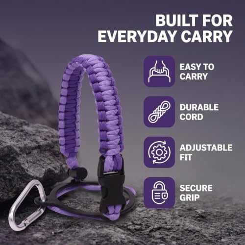 Purple Paracord Water Bottle Handle Strap with Carabiner