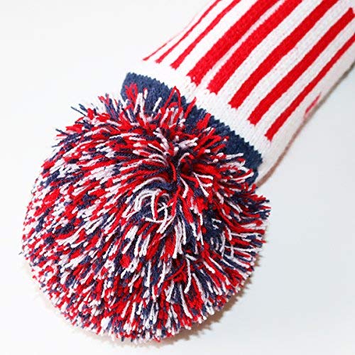 Craftsman Golf US Flag Knit Pom Pom White Blue Red Hybrid Rescue Utility Head Cover Headcover for Callaway Mizuno Cobra Taylormade (Hybrid X Cover)