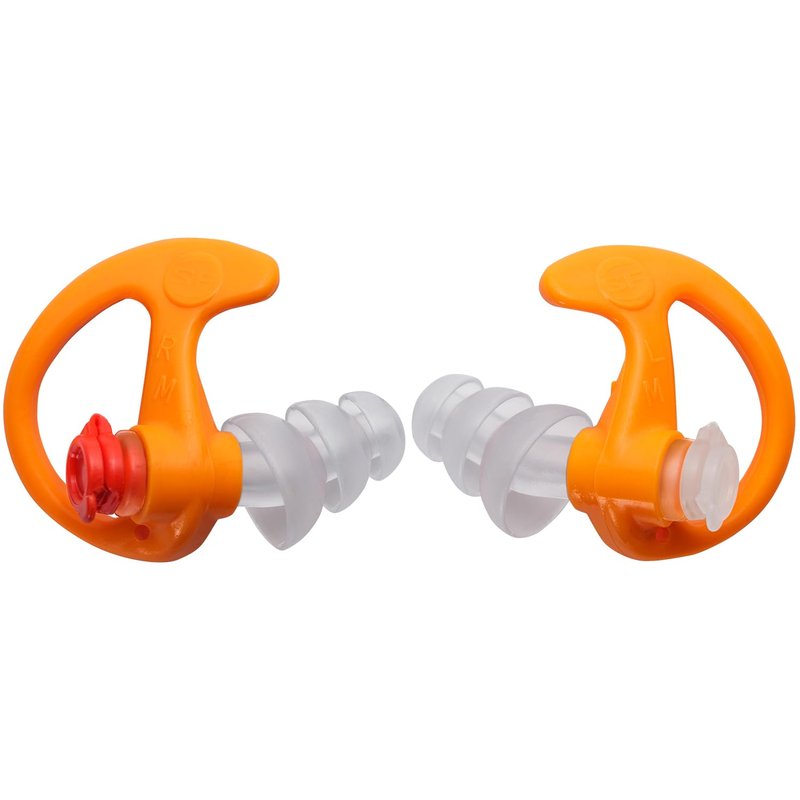 SureFire EP4 Sonic Defenders Plus filtered Earplugs, triple flanged design, reusable, Orange, Medium
