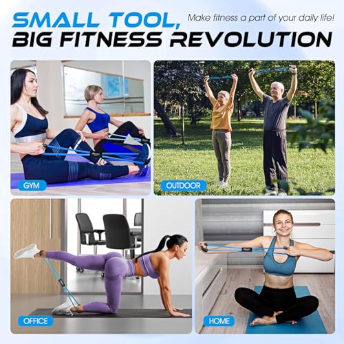 HOXWC Blue Figure 8 Resistance Bands Exercise Set for Strength Training & Physical Therapy