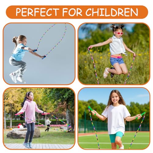 Adjustable Segmented Beaded Jump Rope for Kids - Rainbow Yellow