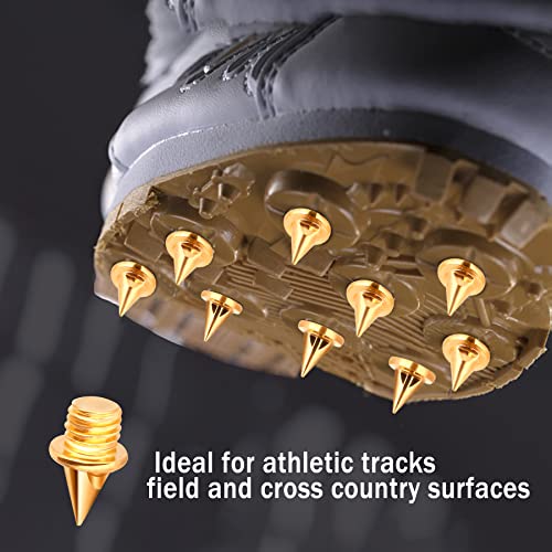 Track & Cross Country Spikes - 1/4 Inch, 20 Pcs with Wrench - Gold