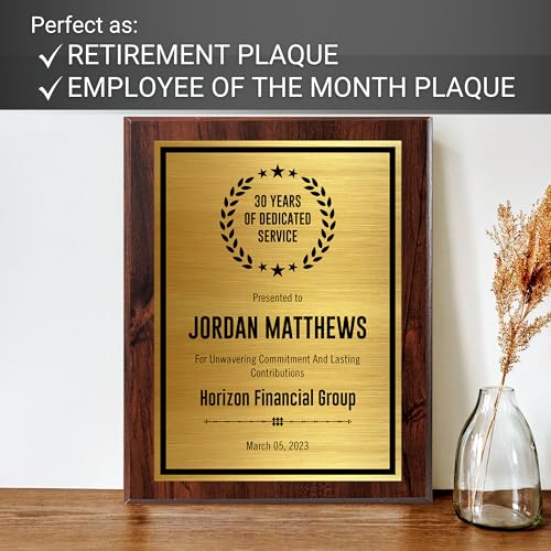 Personalized Achievement Award Plaque - UV Print Gold/Black Plate 7" X 9"
