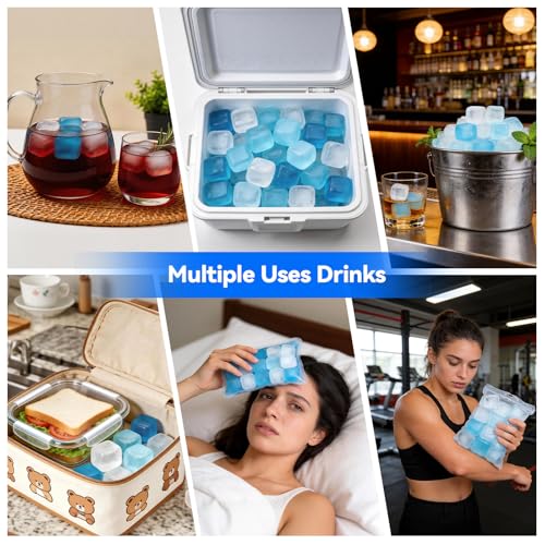 1.4“ Inch Large Reusable Ice Cubes, 100 Pack