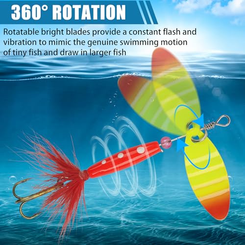 5pcs Spinner Baits Fishing Lures Kit with Rooster Feather Tail
