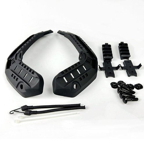 H World Shopping Helmet Airsoft Tactical Maritime Helmet Side Rail Set Guide Accessories for Flashlight (BK)