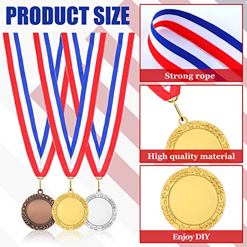 24 Pcs Blank Medals with Neck Ribbons for DIY Awards