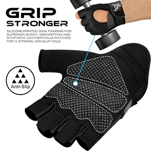 Fingerless Weight Lifting Gloves with Palm Protection - Breathable Gym Gloves for Men & Women