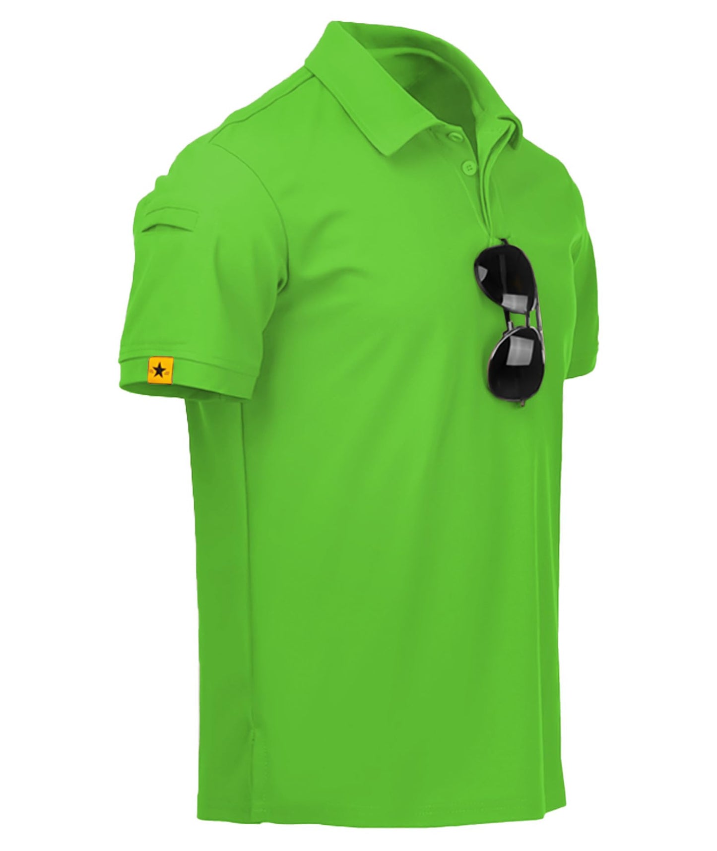 ZITY Mens Polo Shirt Short Sleeve Sports Tactical T-Shirt Athletic Golf Polos Daily Casual Stylish Collared Shirts for Men Neon Green Medium