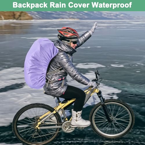 Waterproof Backpack Rain Cover - Purple, Small (15L-25L)
