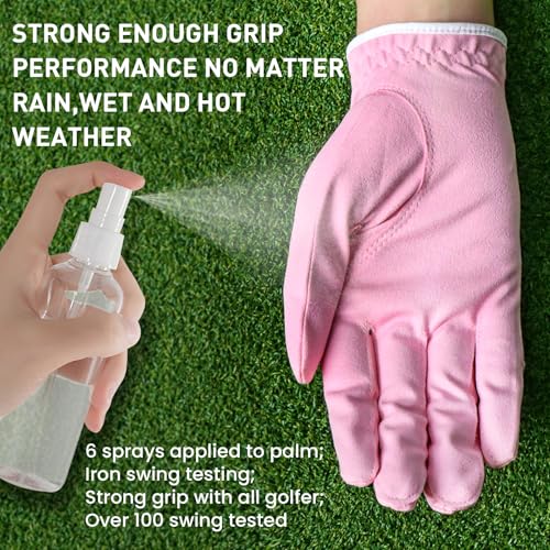 Pink Women's Golf Glove Left Hand Medium FINGER TEN - Stylish & Breathable