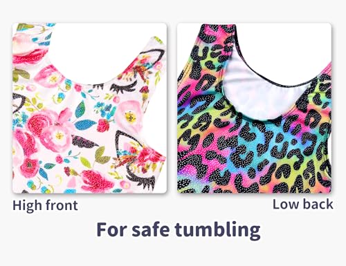 Snowheart Girls' Sleeveless Sparkly Gymnastics Leotards 3-4T Green White 2-Pack