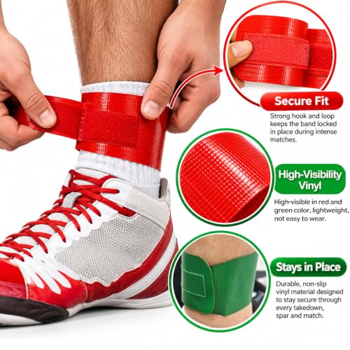 Wrestling Ankle Bands 2 Pairs, 13x2.4 Inches Vinyl Scores for Match & Training