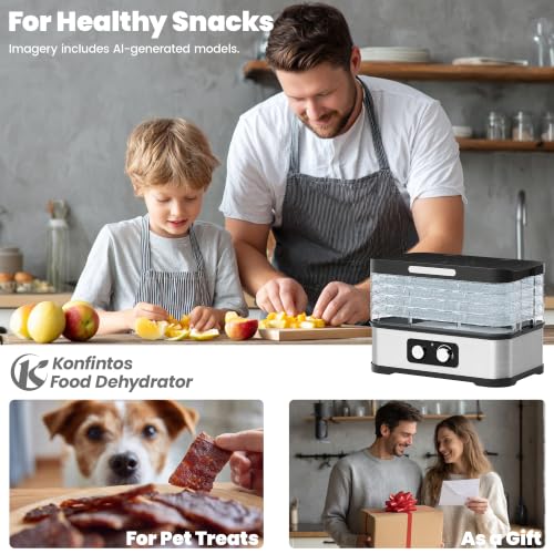 Konfintos Black Small Food Dehydrator for Jerky, Fruit, Herbs & Pet Treats