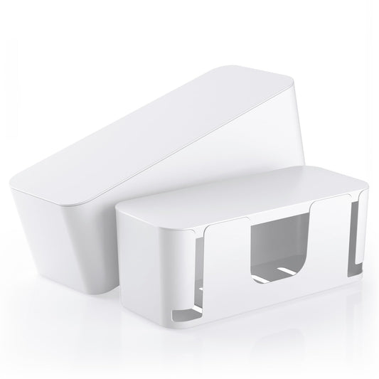 Delamu 2 Pack Cable Management Box, Stylish Cable Box with Cord Organizer for Desk, Pet & Child-Proof Cord Hider and Power Strip Protector, Ideal for Home & Office, Durable Cable Organizer Box