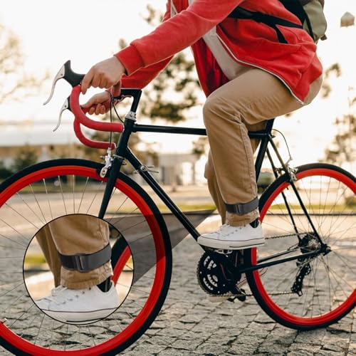 Adjustable Bicycle Pant Leg Straps - 6 Pcs Black Safety Bands