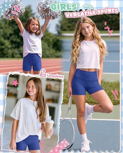 Girls' Athletic Shorts for School - Blue - 9-10 Years