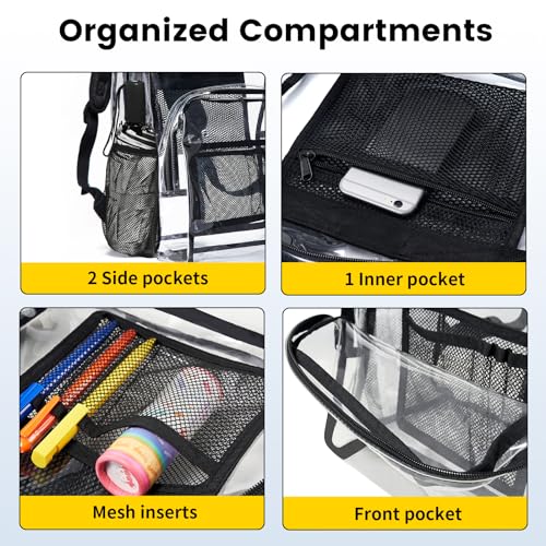 Heavy Duty Clear Backpack - Large Transparent Bookbag for College