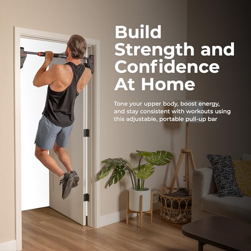 Adjustable Doorway Pull Up Bar - Dark Grey, Foam Grips