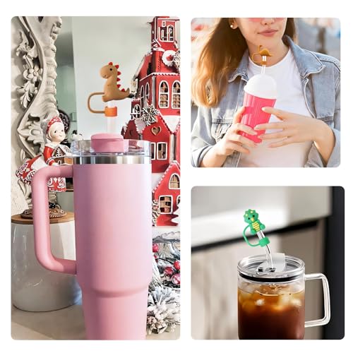 Animal Straw Covers for Stanley Cups - 8 Pcs Dinosaur Set