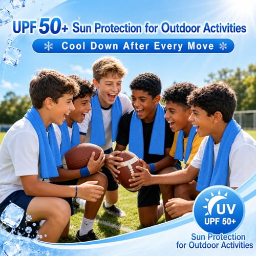 BobbleT Kids PVA Cooling Towels 4 Pack – Blue, Instant Neck & Face Towels