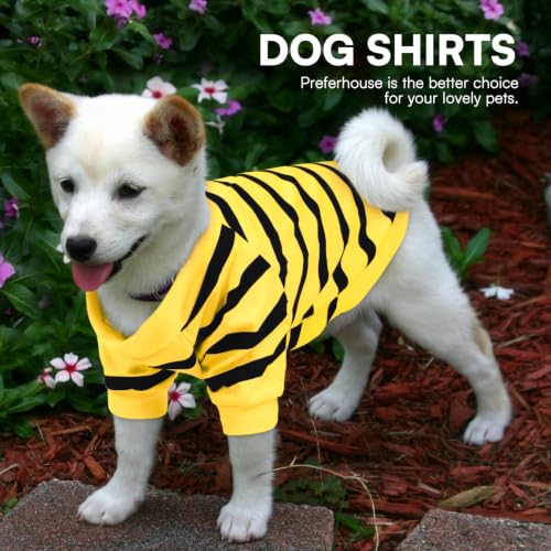 Striped Dog T-Shirt for Small Dogs - Yellow - Small