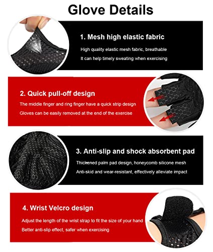 Workout Gloves for Men & Women - Large Black Weight Lifting Gloves