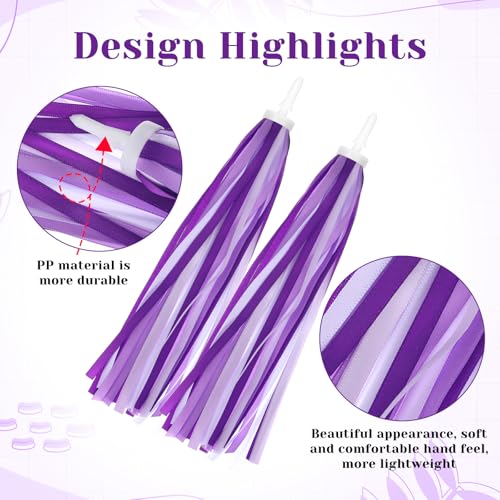 Kids Bike Streamers - Bright Purple & White Handlebar Tassels