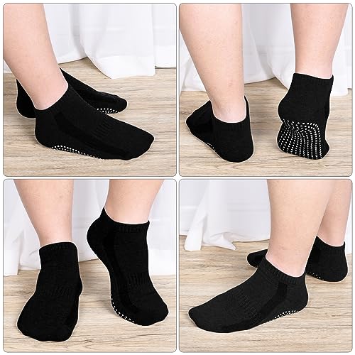 Non-Slip Yoga Socks with Grips - 4 Pairs, Black