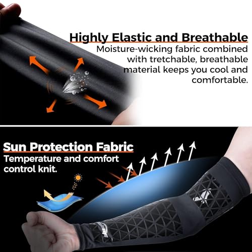 COOLOMG Youth & Adult White Football Arm Sleeve with Sticky Grip - Small Pair