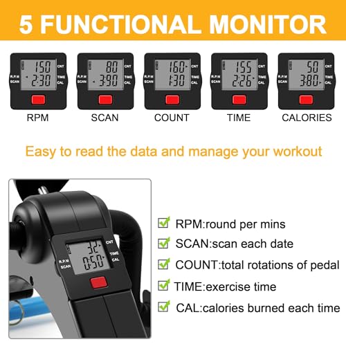 Foldable Mini Exercise Bike for Legs and Arms with LCD Monitor