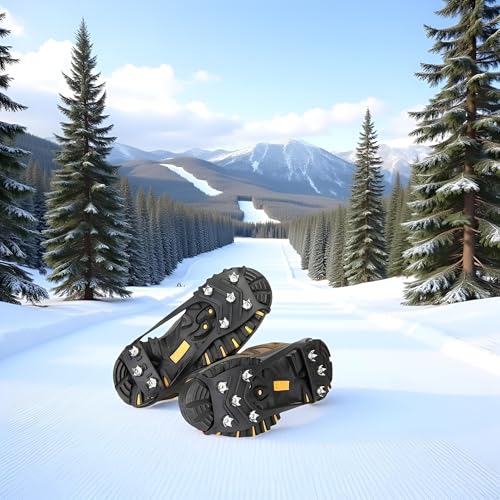Large Non-Slip Ice Cleats with Stainless Steel Spikes for Boots