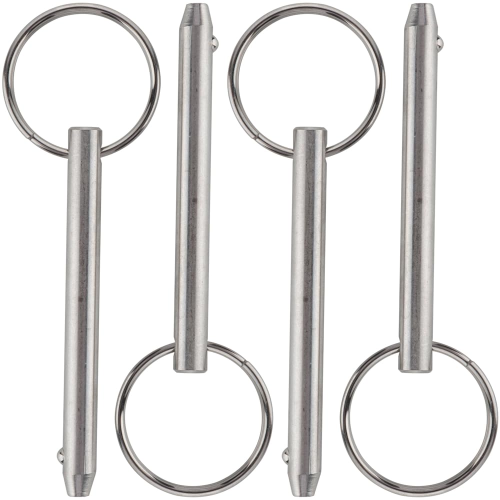 4 Pcs Quick Release Pin, Diameter 1/4"(6.3mm), Overall Length 2.56"(65mm), Usable Length 2"(51mm), Full 316 Stainless Steel, Bimini Top Pin, Marine Hardware