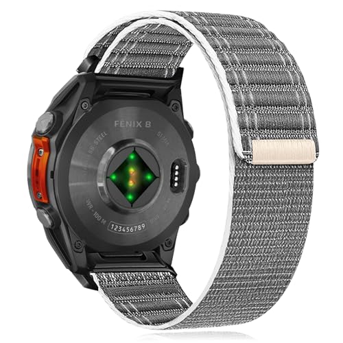 26mm Quickfit Nylon Watch Band - Gray Replacement Strap for Garmin Fenix 8/7X/6X/5X & Tactix 8