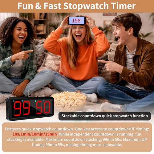 Multifunctional Gym Timer with Adjustable LED Display - 4-Digit Stopwatch