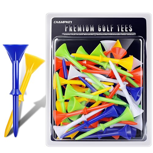 Premium Plastic Golf Tees - 50 Pack Mixed Color, Durable & Stable