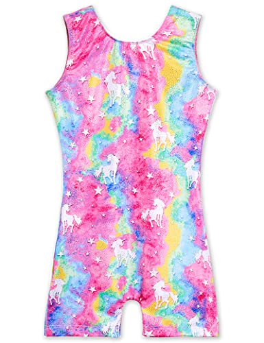 Girls' Gymnastics Leotard Biketard - Colorful Unicorn 2-3T