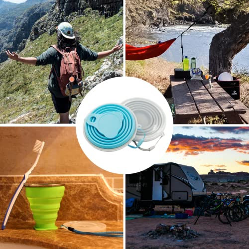 Collapsible Travel Cup - 2 Pack Silicone 270ml - Grey & Blue