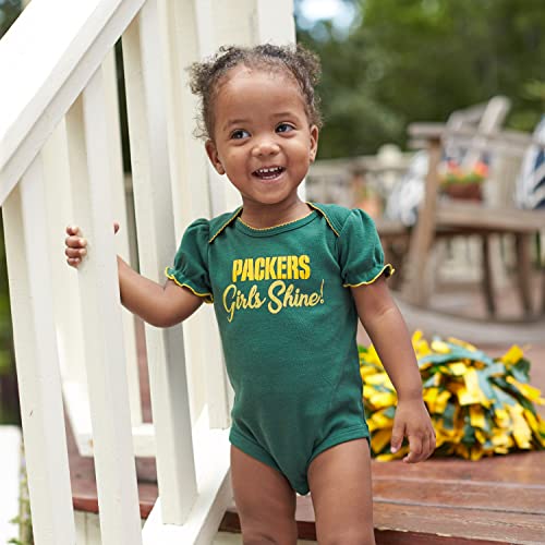 NFL Baby Girls 3-Pack Onesie Bodysuits - Green Bay Packers, 3-6 Months