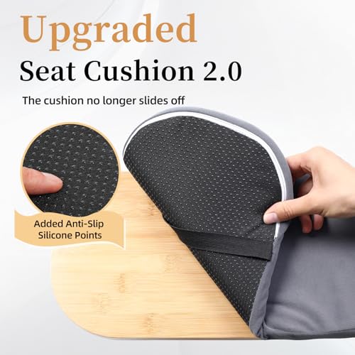 Folding Bamboo Meditation Stool with Anti-Slip Mat