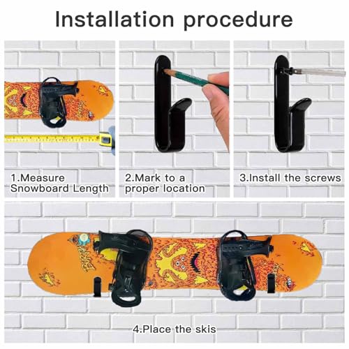 Snowboard Wall Mount & Skateboard Display Rack - 2 PCS Black