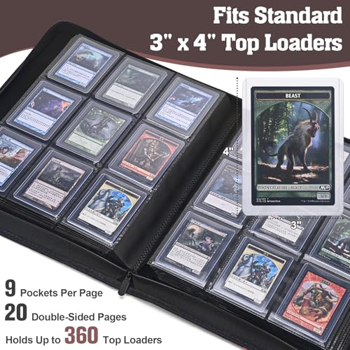 UGYAZX Brown Star Fuzzball Top Loader Binder, Holds 360 Trading Cards