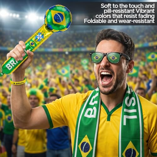 Brazil Fan Party Supplies Set - 12 Pcs for Sports Events