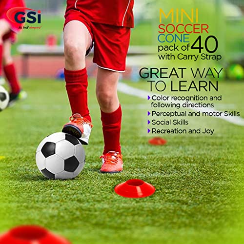 Mini Soccer Training Cones - 40 Pack with Bounce-Back Design