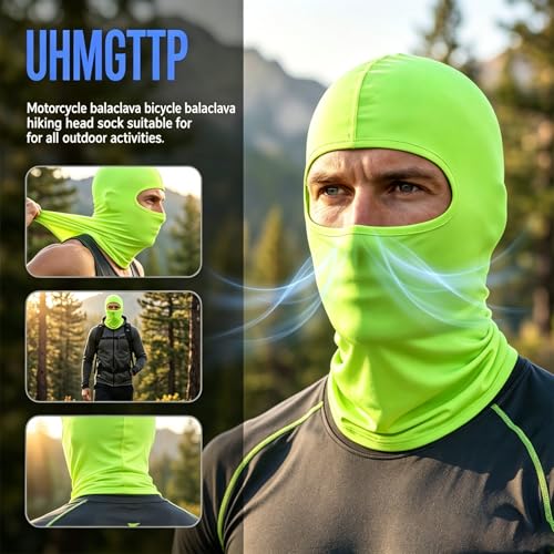 Balaclava Full Face Cover - Fluorescent Green Cycling Masks for Outdoor